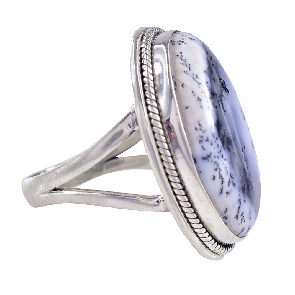 Amit Gems 925 Sterling Silver Dendritic Agate Ring