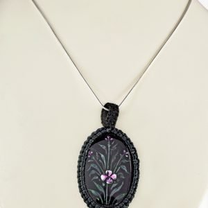 Amit Gems Macrame Black Onyx Hand Painted Pendant 1