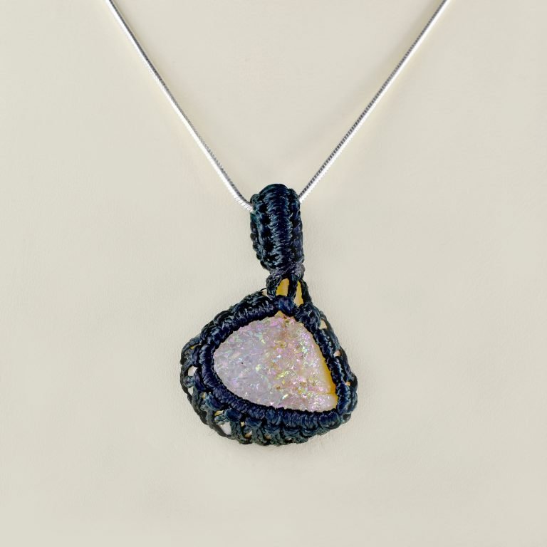 Amit Gems Macrame Titanium Druzy Pendant 3
